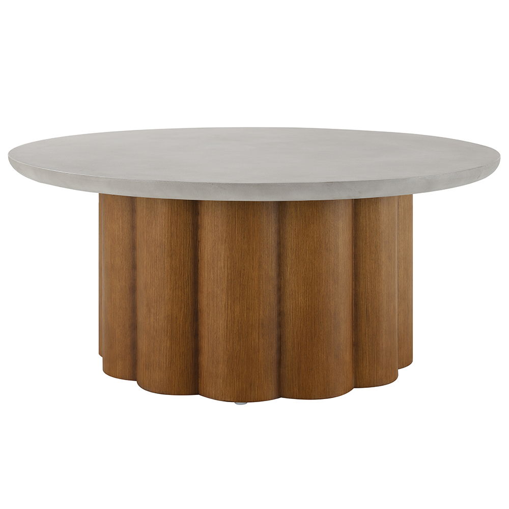 Evelyn - Coffee Table - Faux Concrete Top & Walnut Finish
