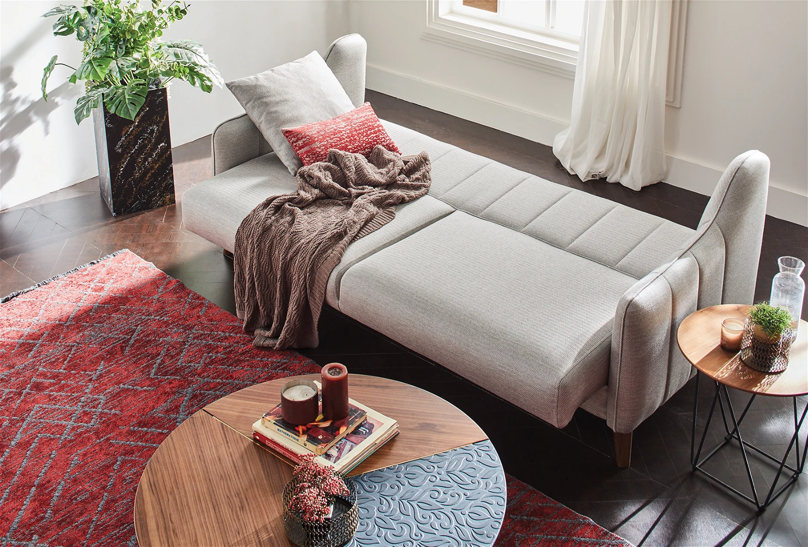 Burgundy Colt Feather Fabia 3-Seater Sofa Bed with Storage