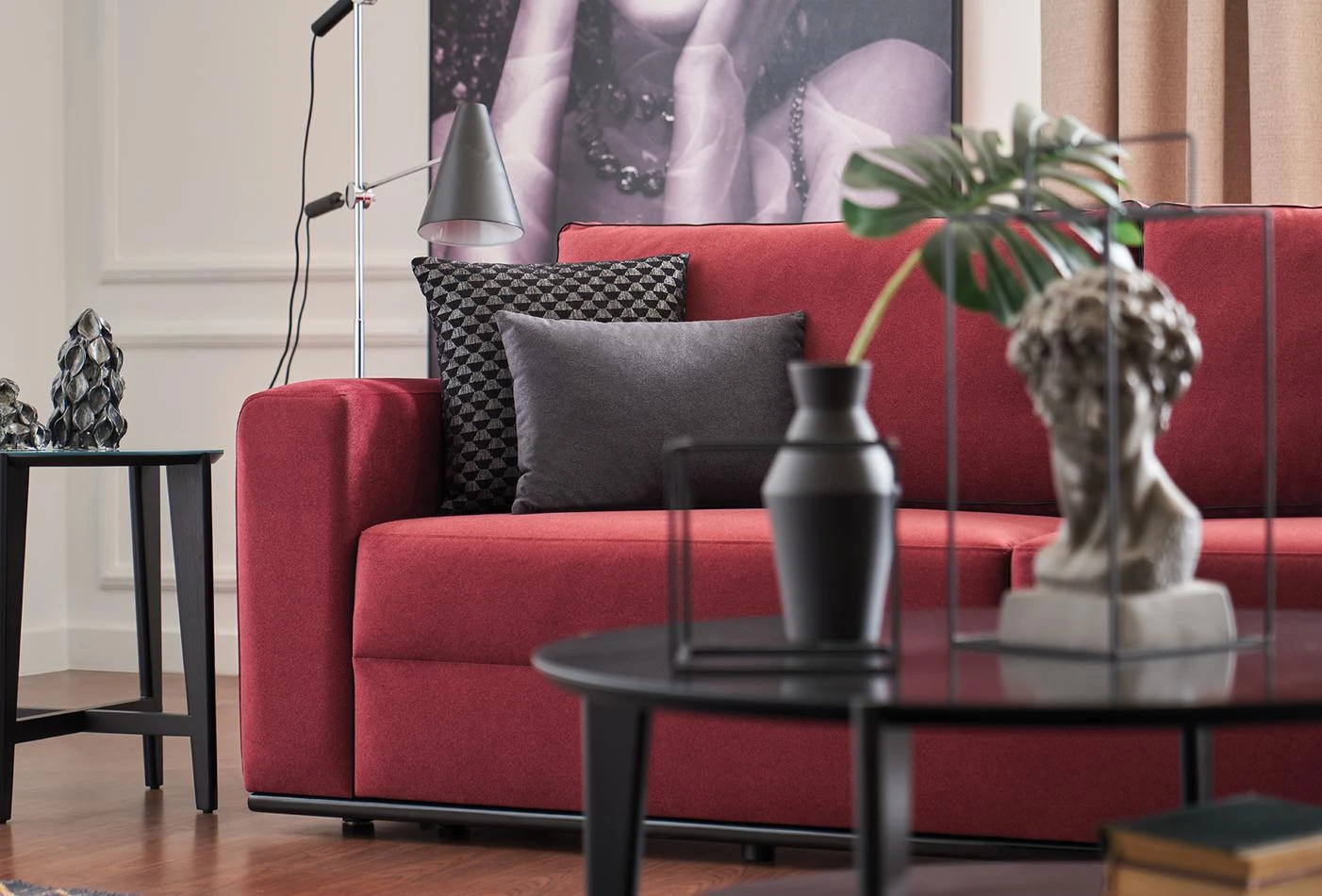 Carino 3-Seater Sofa, Velvet (Burgundy)