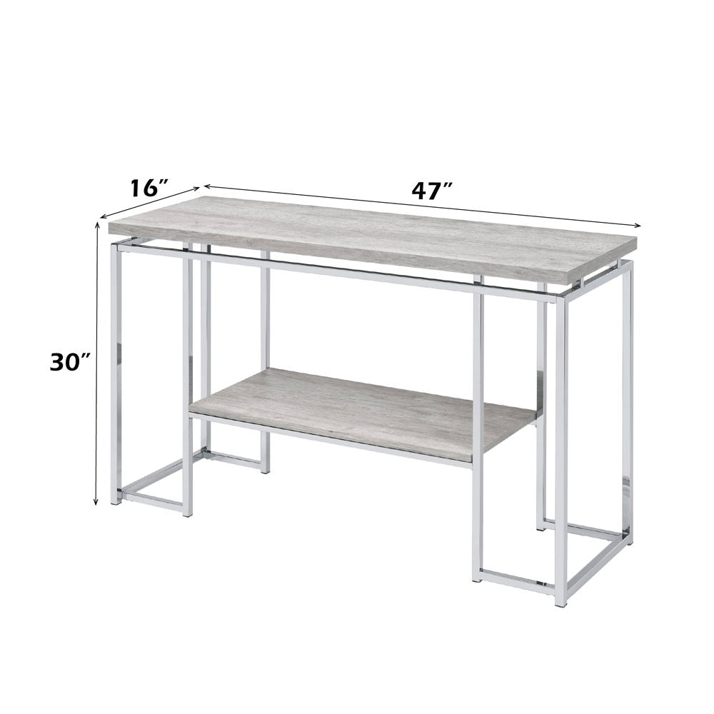 Chafik - Accent Table - Natural Oak & Chrome