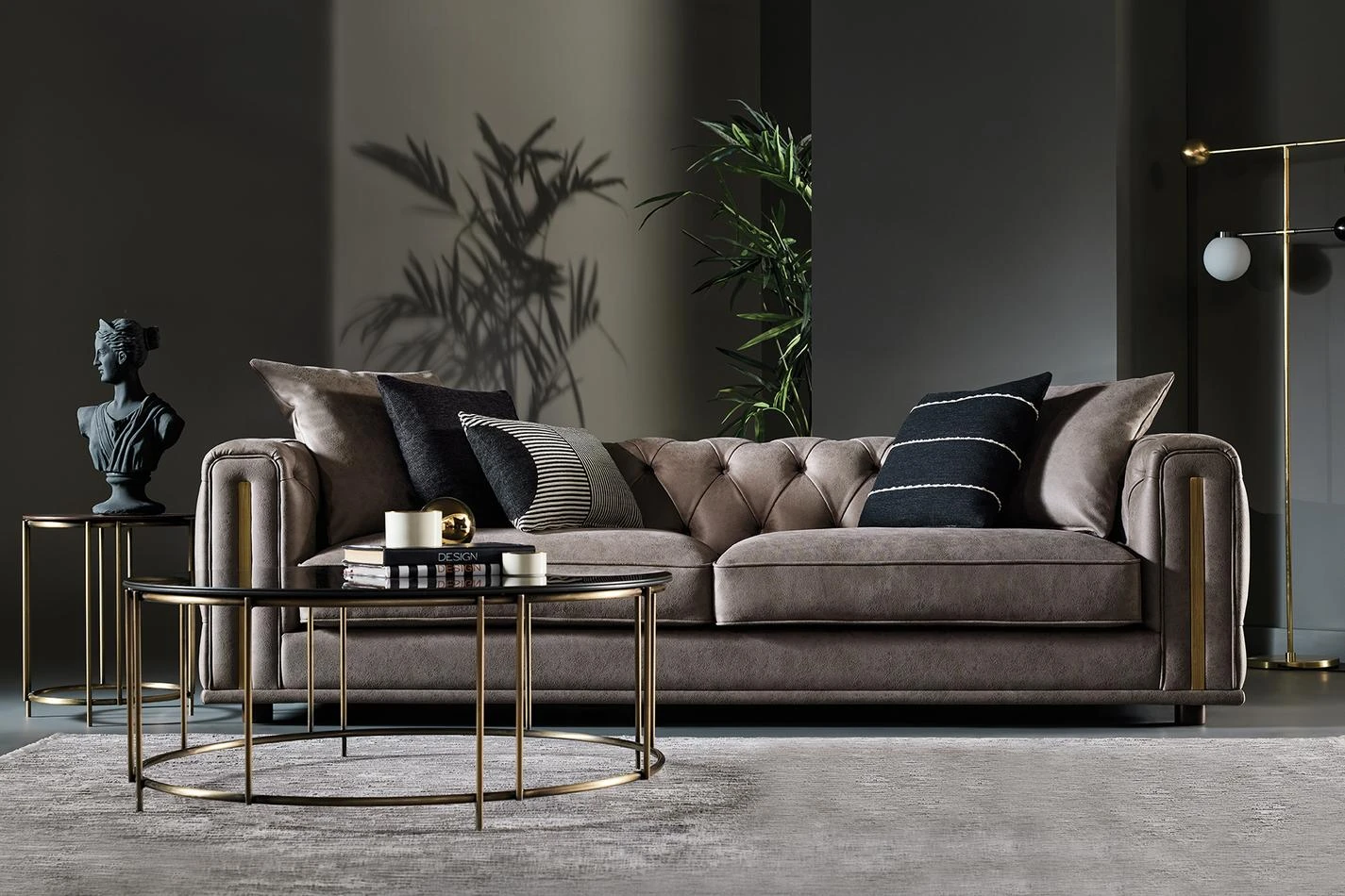 Sirona 3.5-Seater Sofa (Dark Taupe)