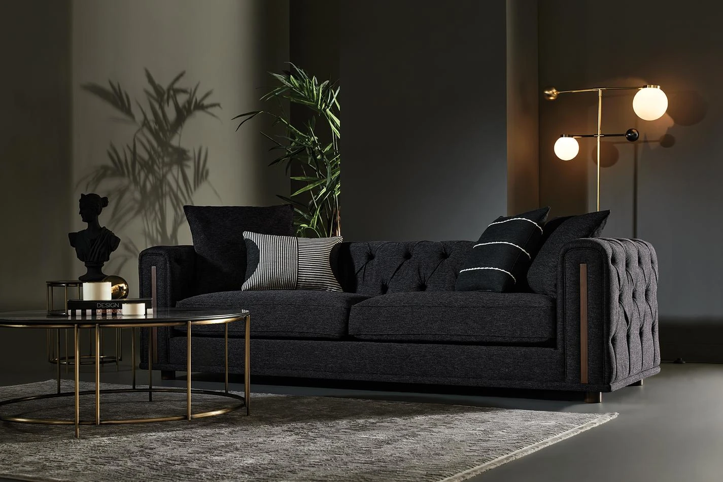 Sirona 3-Seater Sofa (Black)