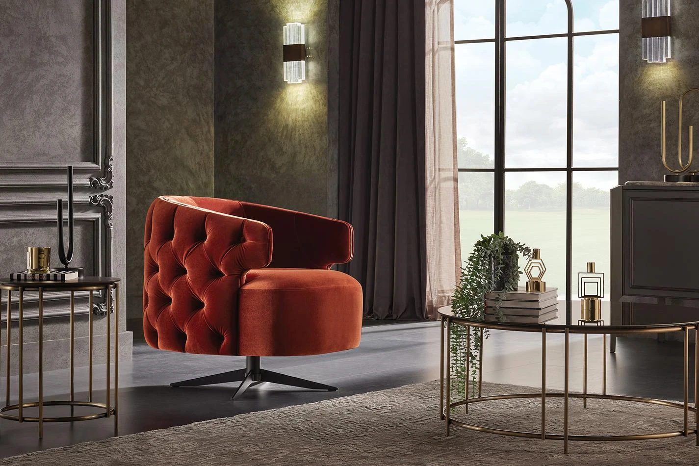 Sirona Armchair - Swivel Leg - Tufted