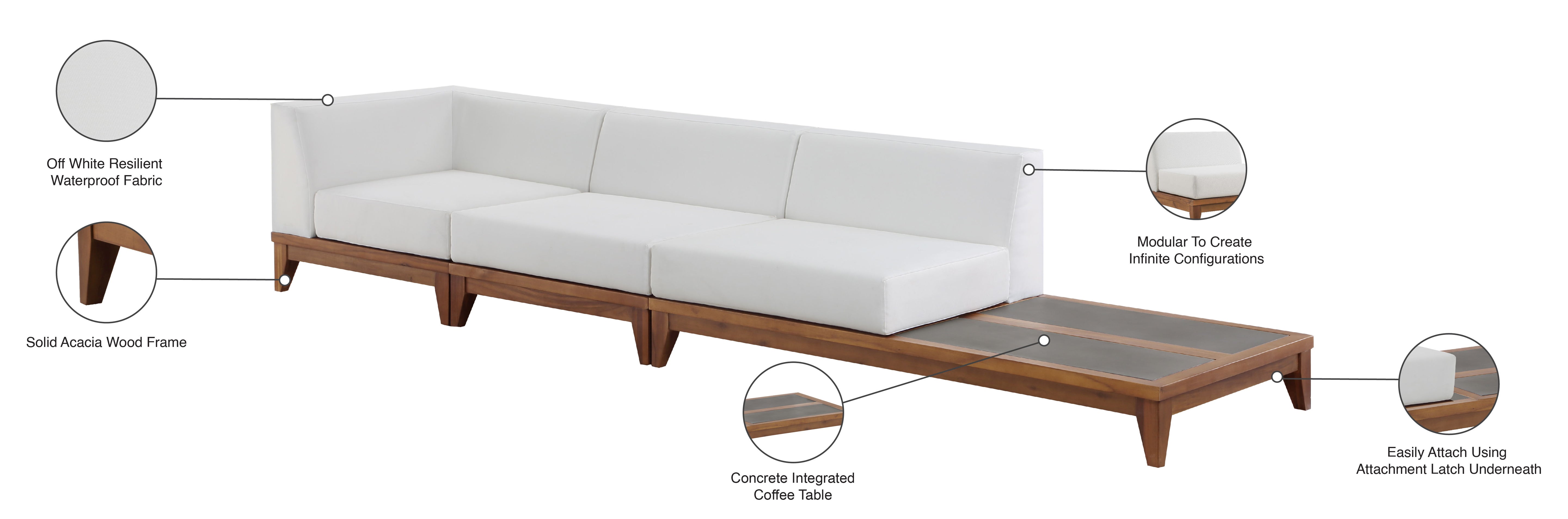 Rio - 3 Seat Modular Sofa With Table - Off White