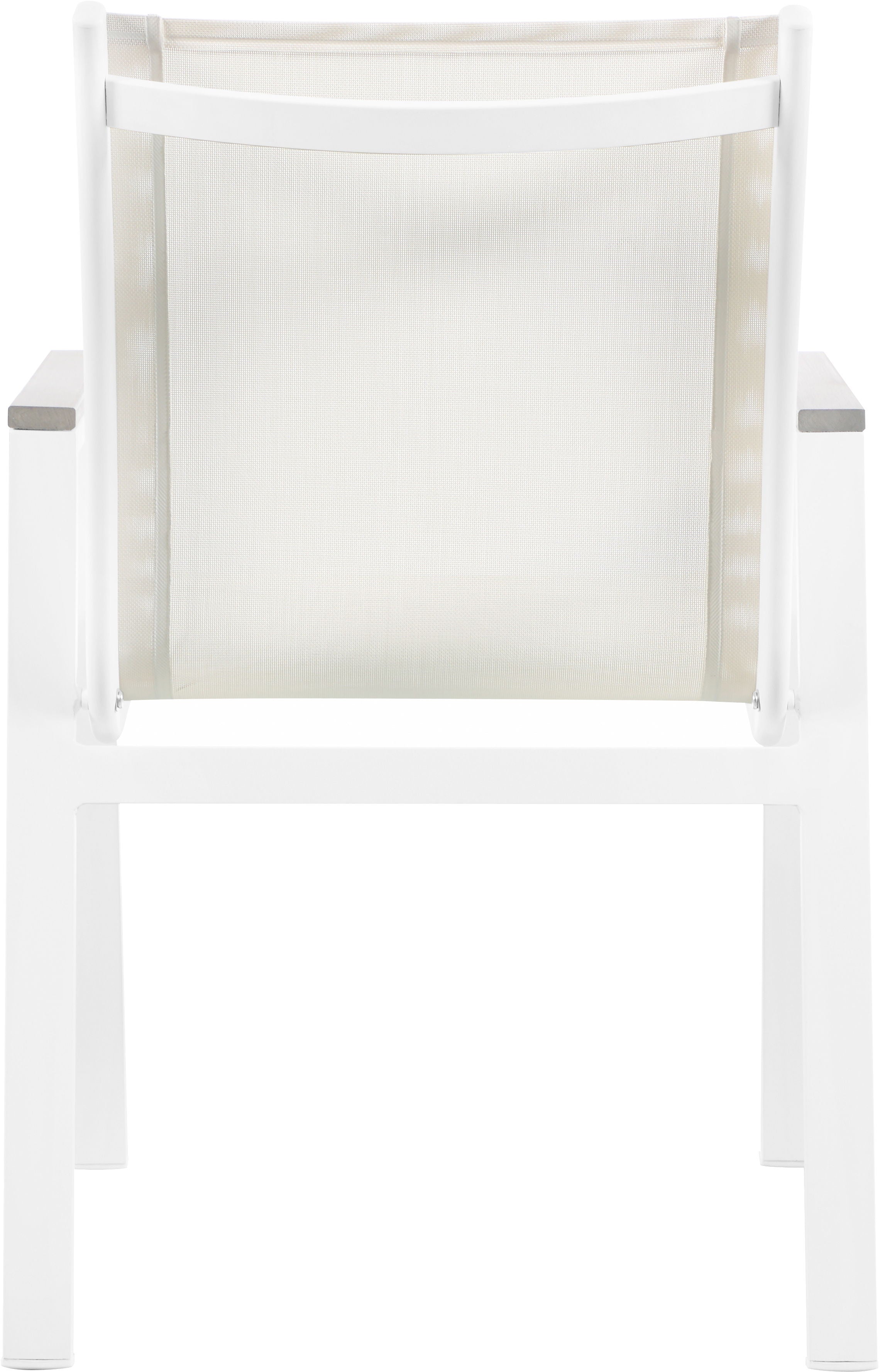 Nizuc - Outdoor Patio Dining Arm Chair With White Frame And Gray Arms (Set of 2)