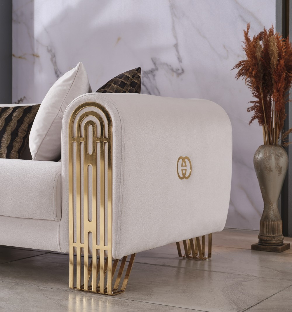 Monaco Stationary Living Room Set (Cream)