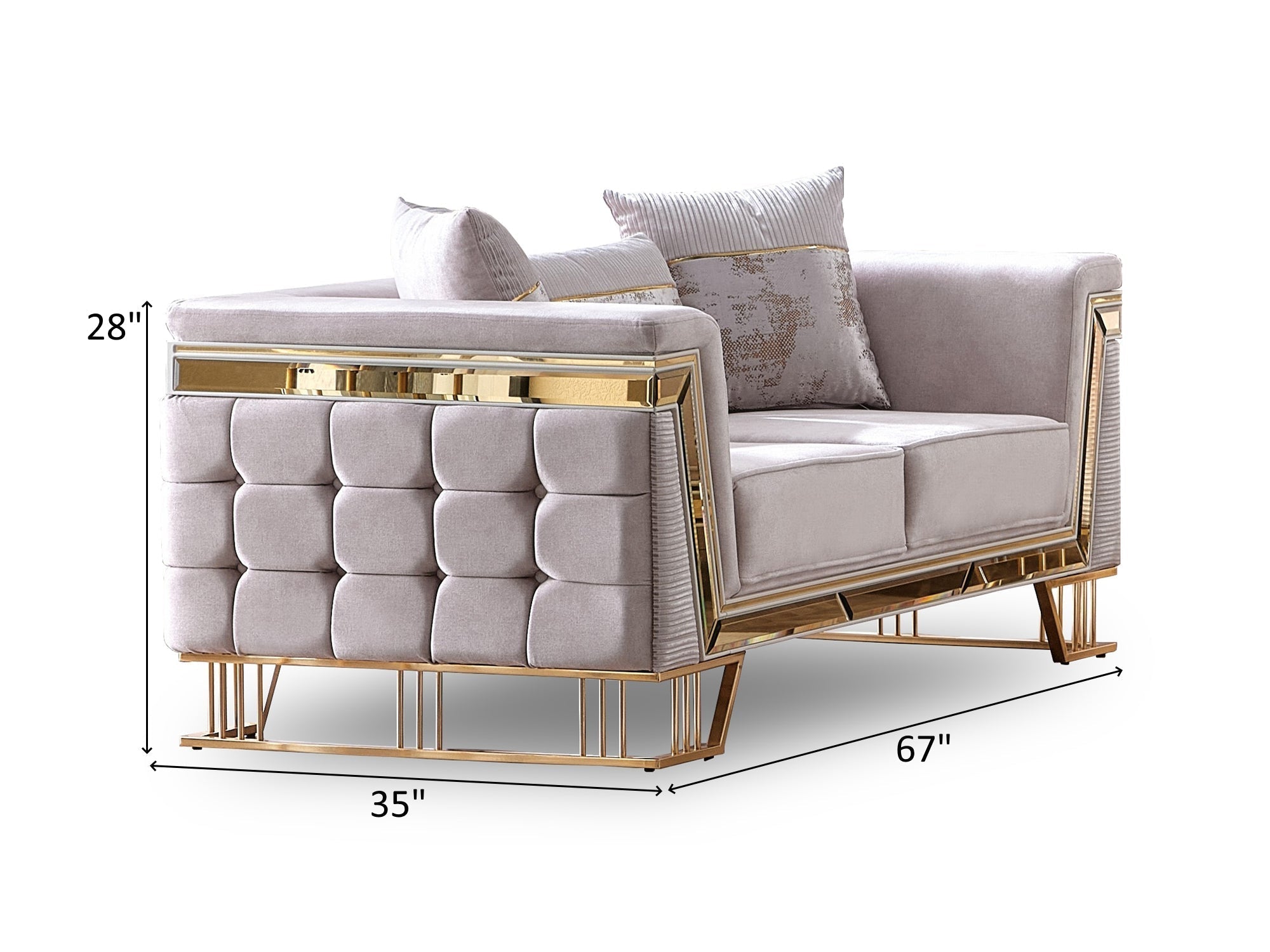 Munich Stationary Living Room Set (Cream)