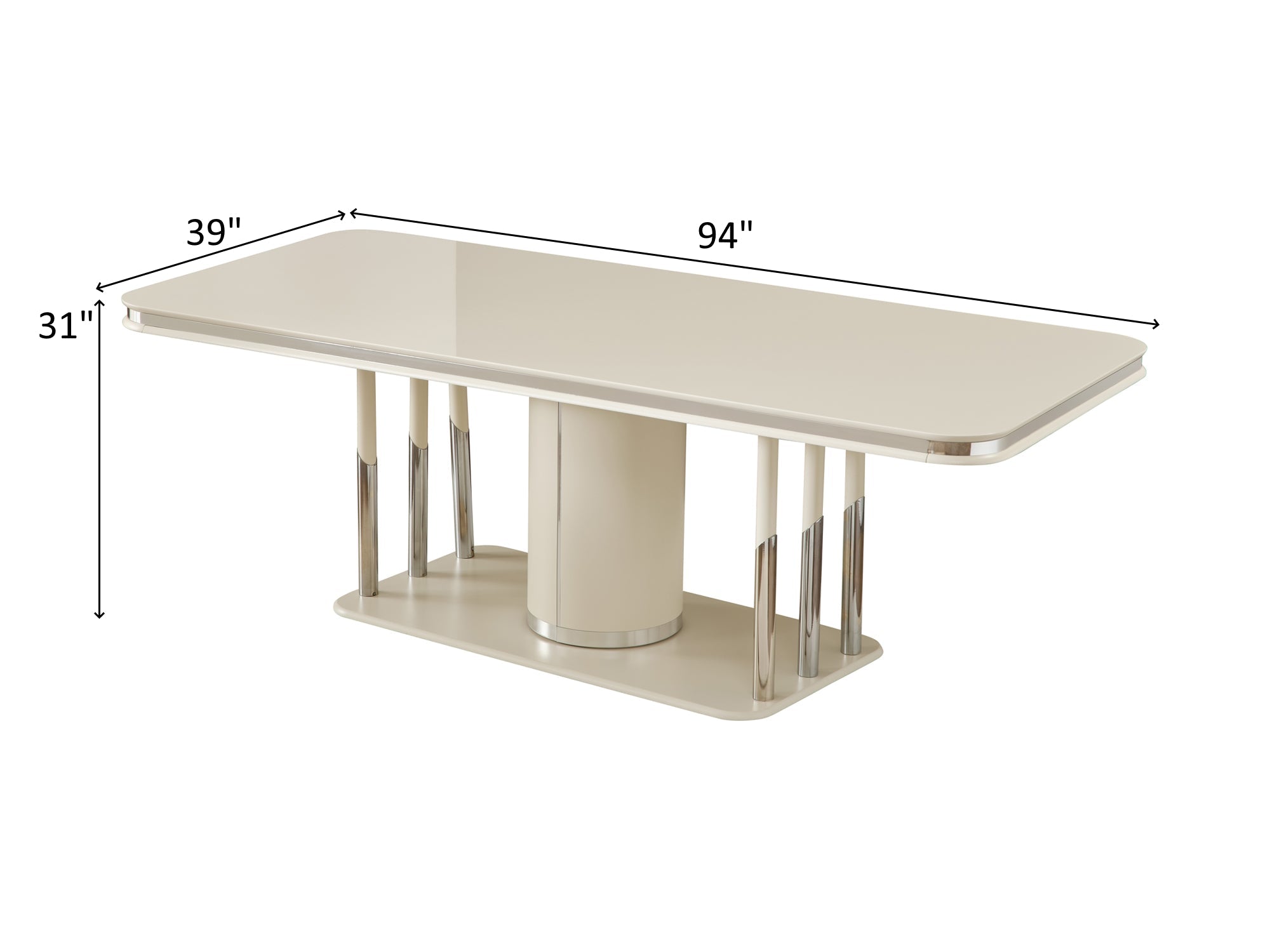 Prag 94" Wide 8 Person Dining Table