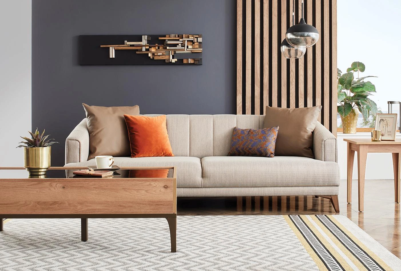 Mustard Colt Feather Sona 3-Seater Sofa Bed