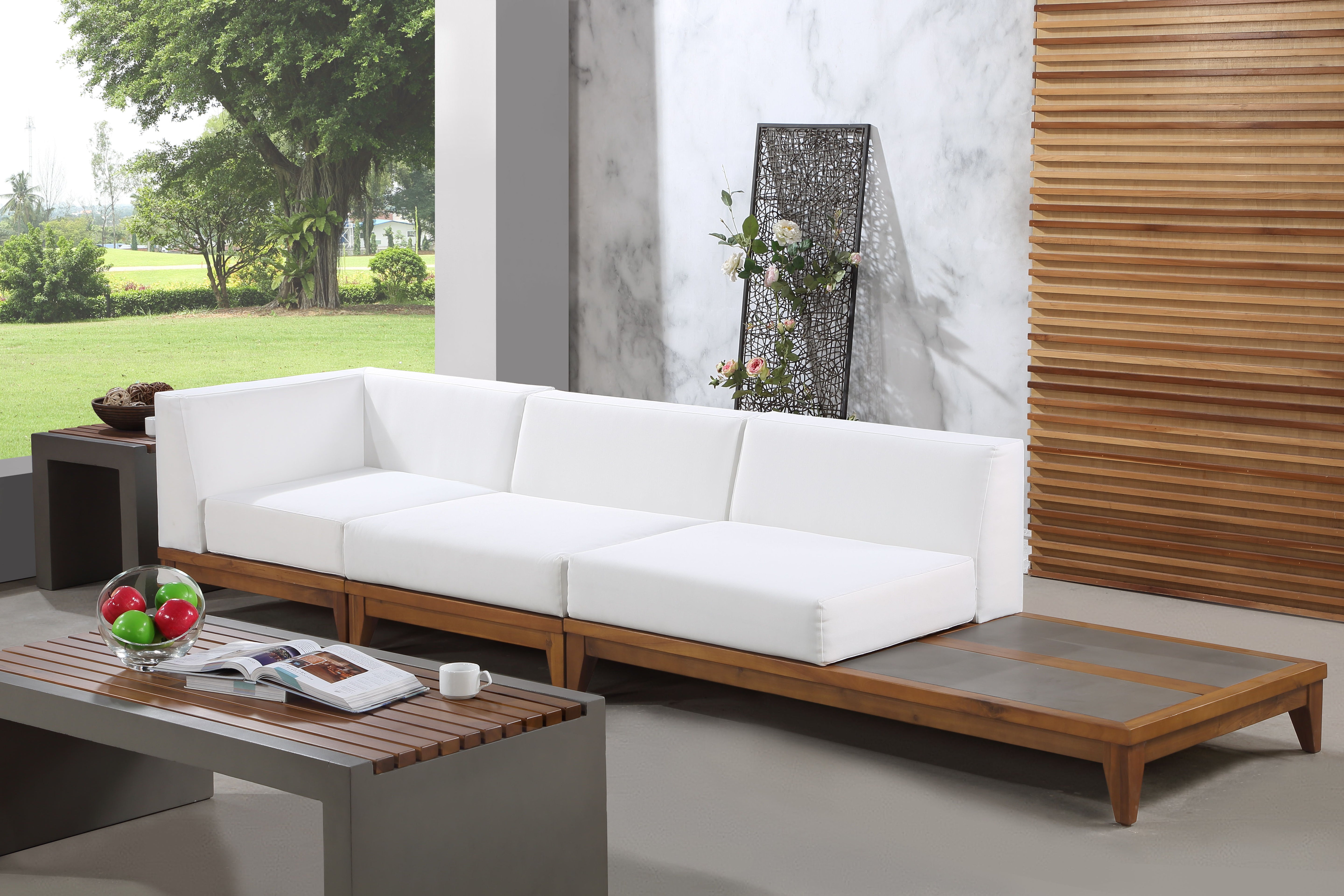 Rio - 3 Seat Modular Sofa With Table - Off White