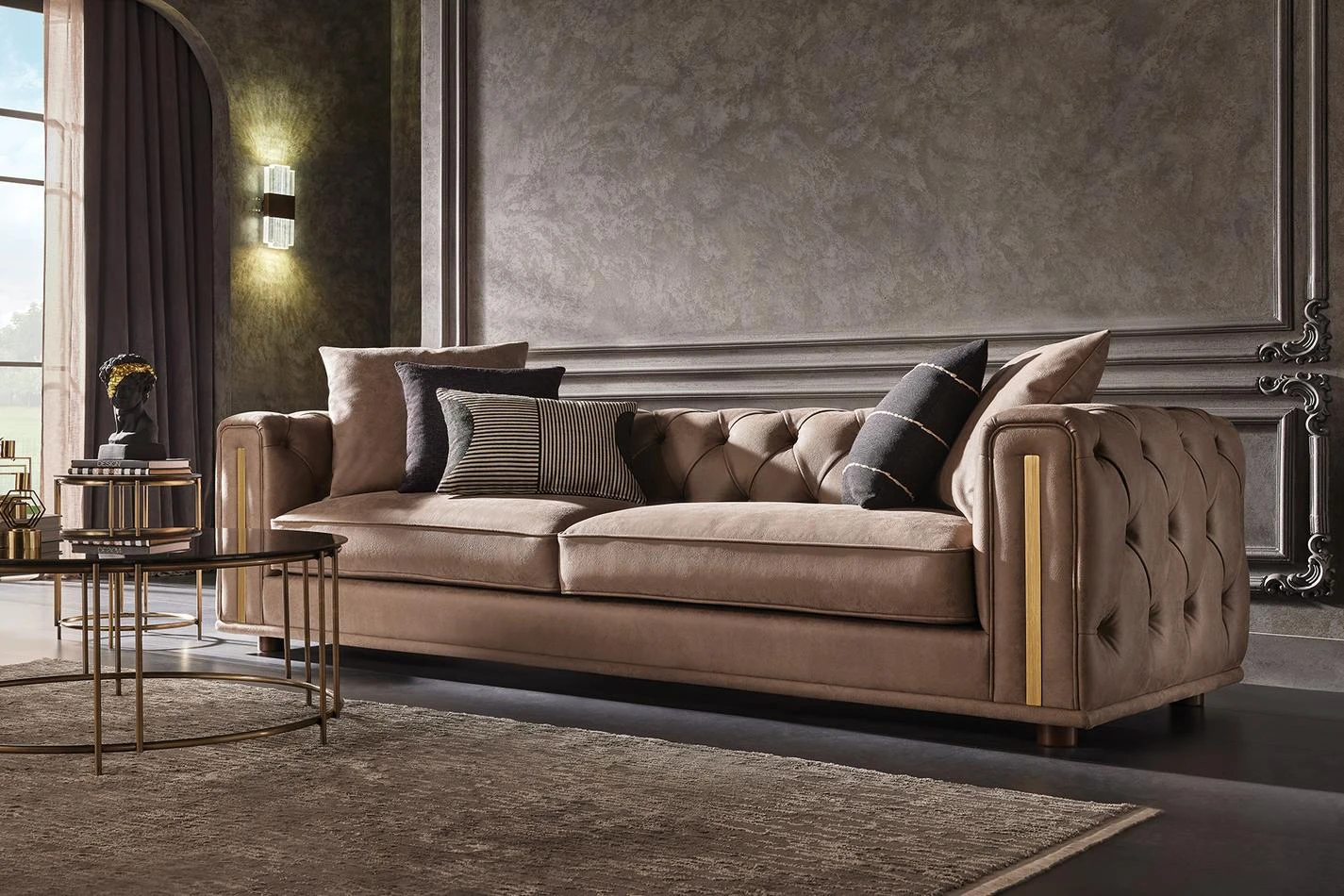 Sirona 3.5-Seater Sofa (Dark Taupe)