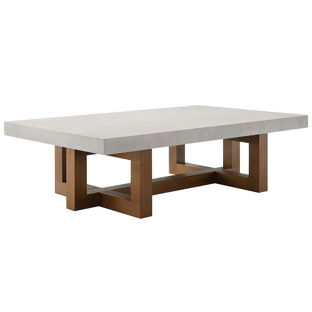 Keven - Coffee Table - Faux Concrete Top & Walnut Finish