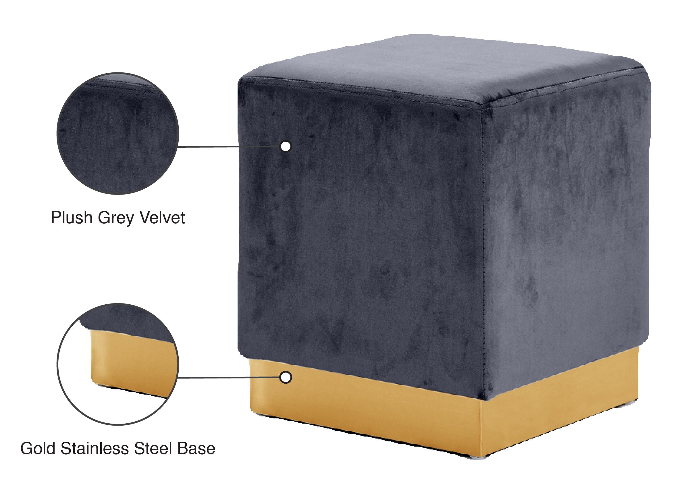 Jax - Stool Ottoman with Gold Base