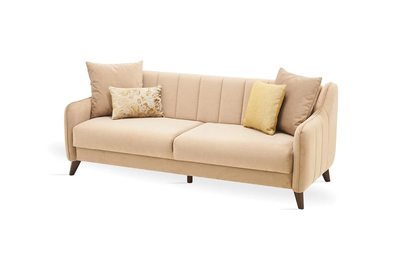 Light Brown Velvet Fabia 3-Seater Sofa Bed with Storage