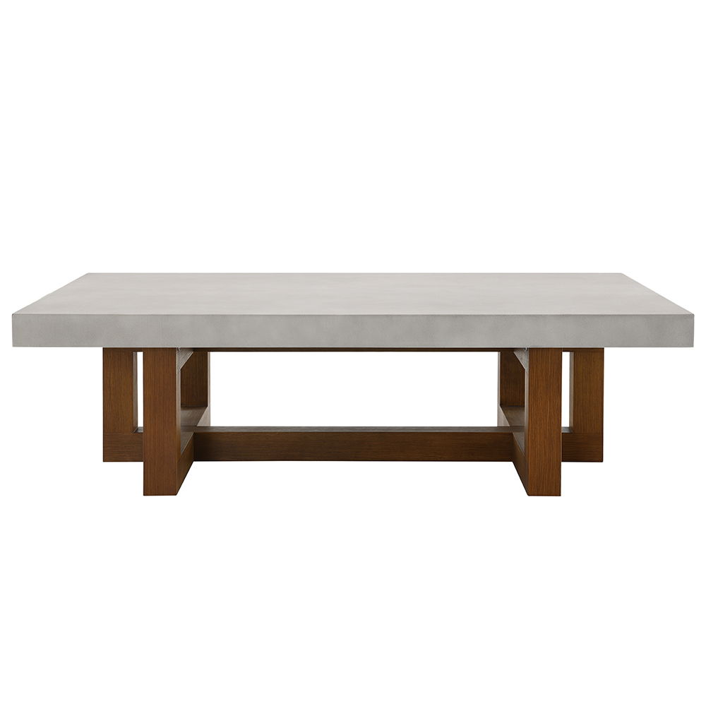 Keven - Coffee Table - Faux Concrete Top & Walnut Finish