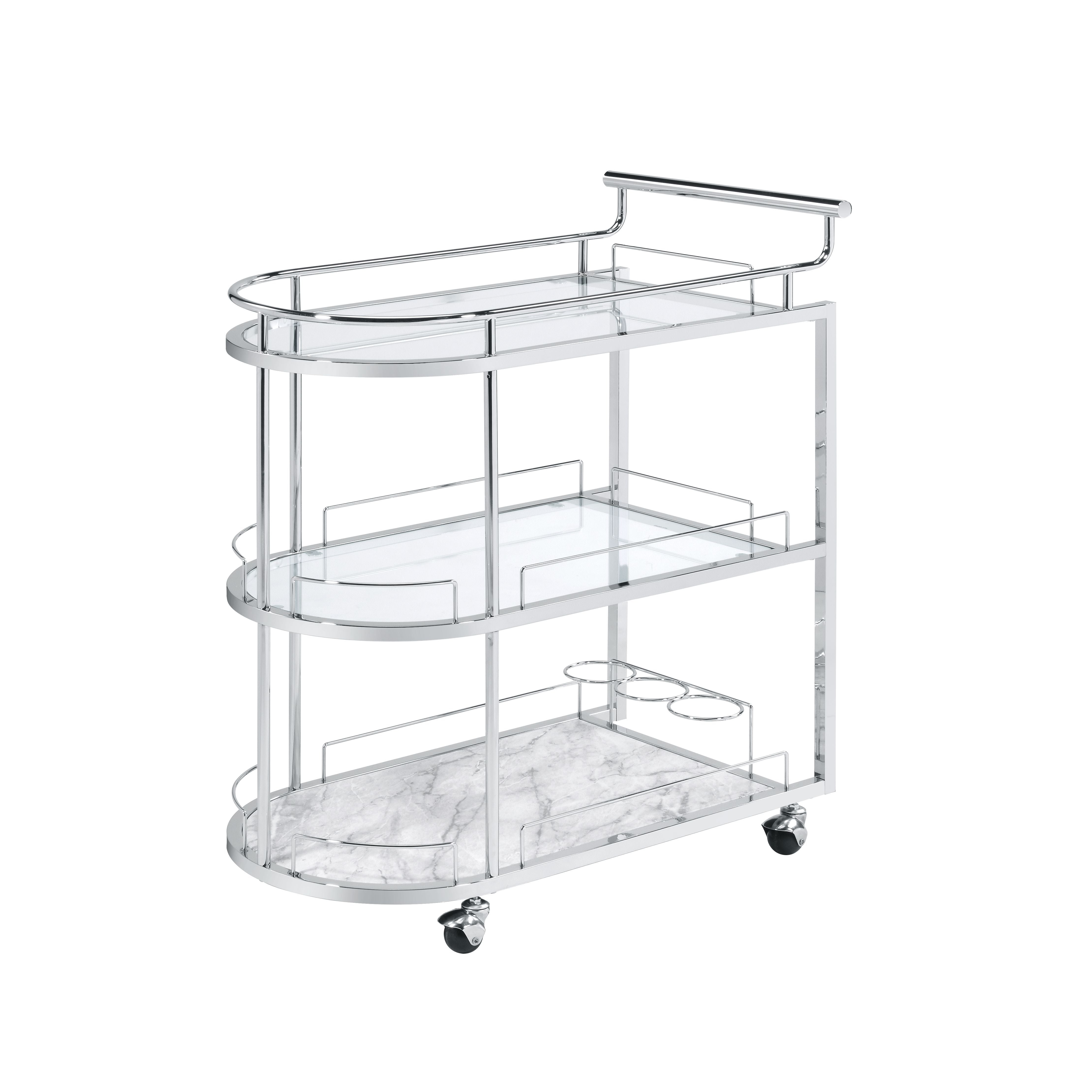 Inyo - Serving Cart - Clear Glass & Chrome Finish