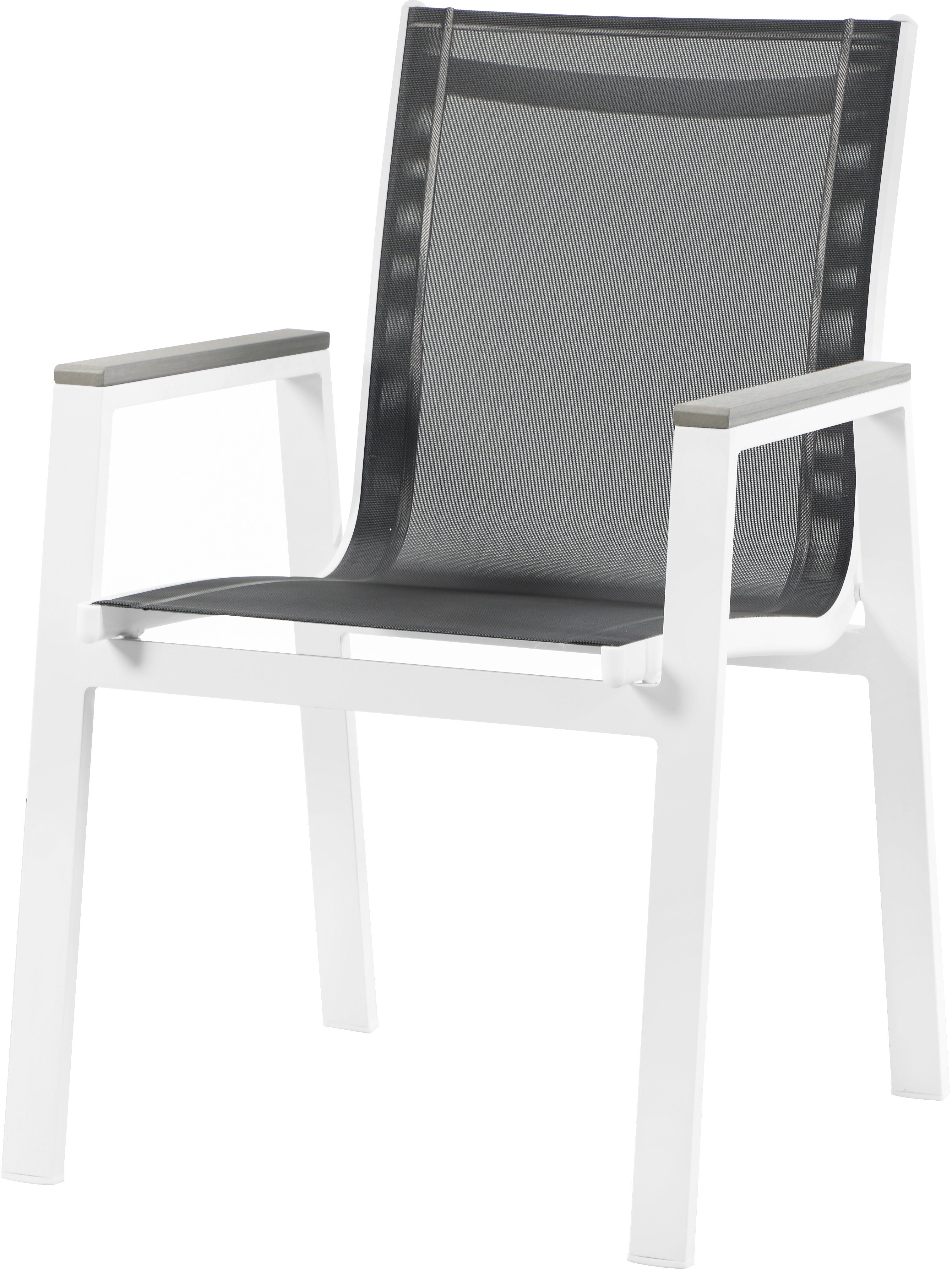 Nizuc - Outdoor Patio Dining Arm Chair With White Frame And Gray Arms (Set of 2)