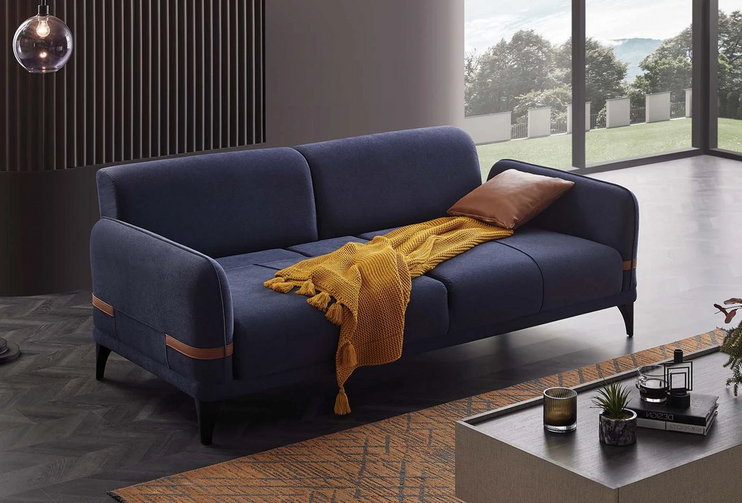 Linz 3-Seater Sofa Bed, Velvet (Blue)