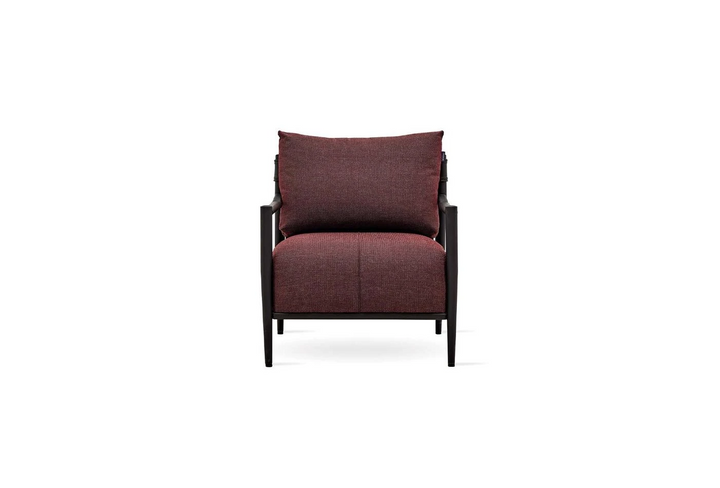 Linz Metal Armchair, Linen (Burgundy)