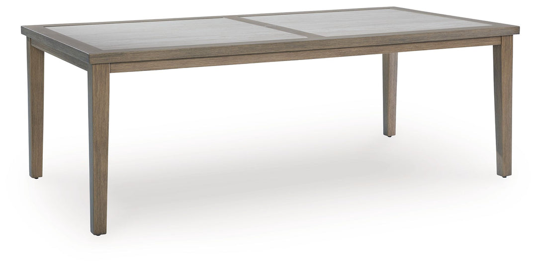 Rainier Ranch - Brown / Beige - Rectangle Dining Table With Umbrella Option