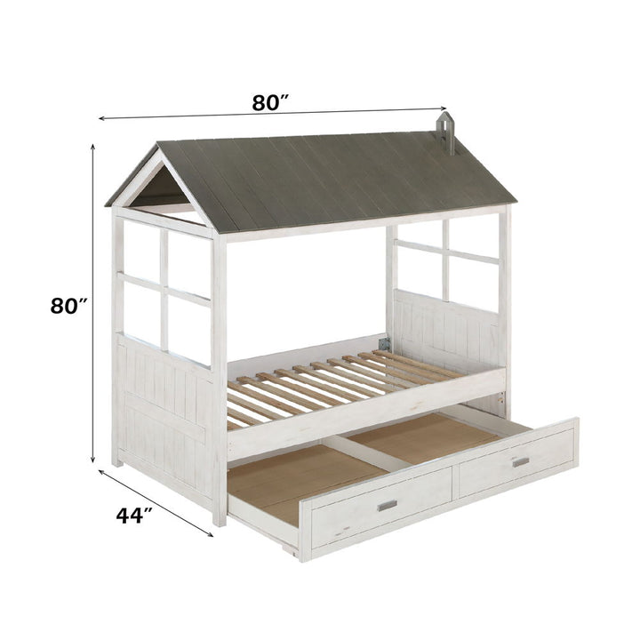 Tree House II - Twin Bed - Weathered White & Washed Gray