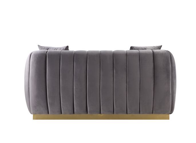 Elchanon - Loveseat - Gray Velvet & Gold Finish