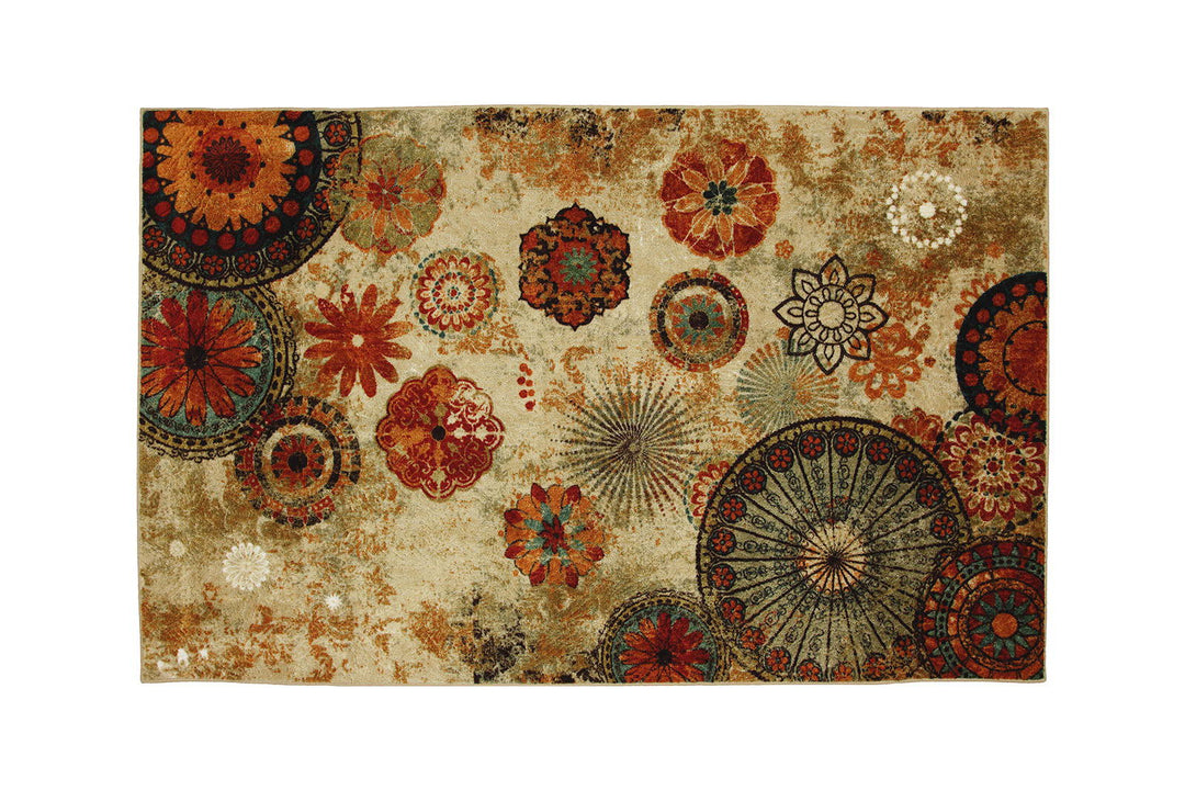 Greenville - 5' x 8' Area Rug - Beige / Multi Fabric