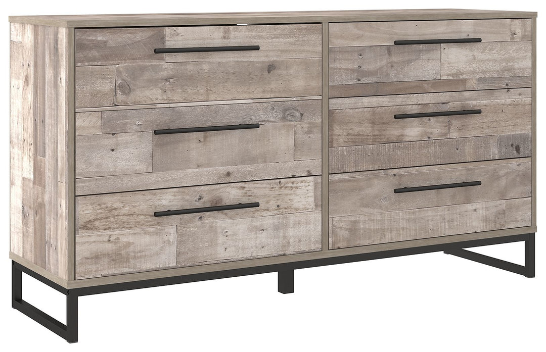 Neilsville - Whitewash - Six Drawer Dresser - Vinyl-Wrapped