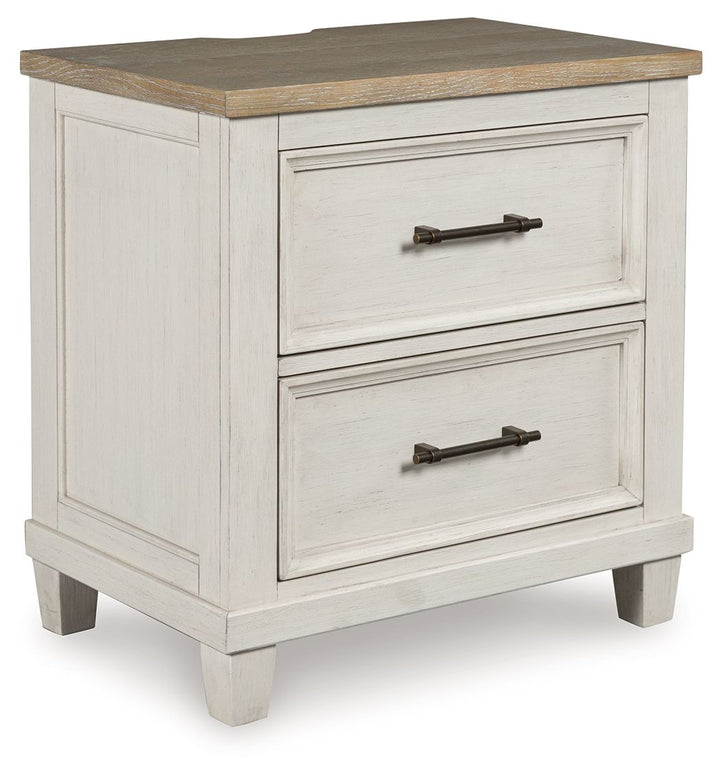 Shaybrock - Antique White / Brown - Two Drawer Night Stand