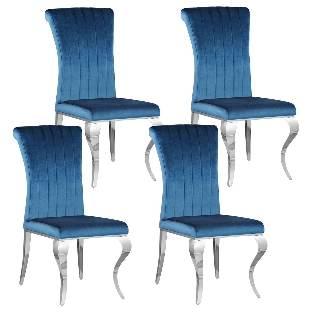 105076 Betty Upholstered Side Chairs Teal and Chrome