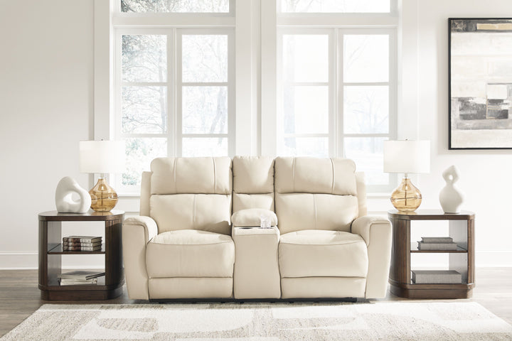 Dahlmoore - Almond - Dbl Power Reclining Loveseat With Console