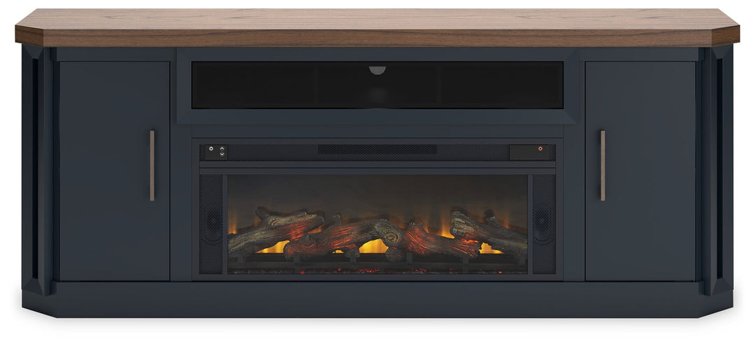 Landocken - Two-tone - 83" TV Stand With Electric Fireplace