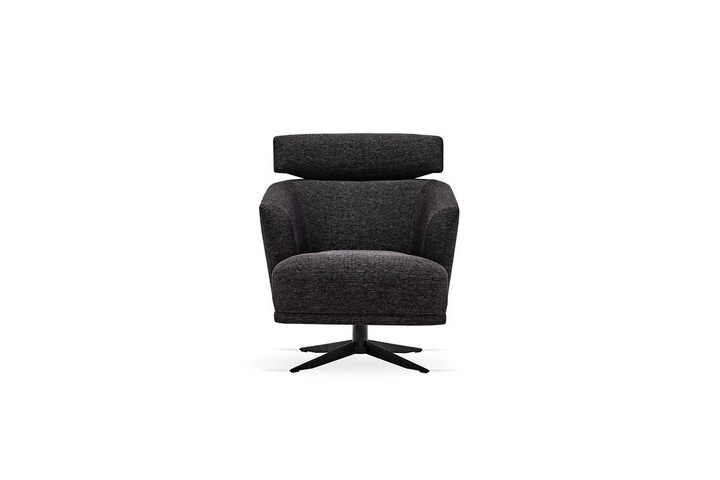 Sirona Swivel Armchair w/ Headrest, Linen (Black)