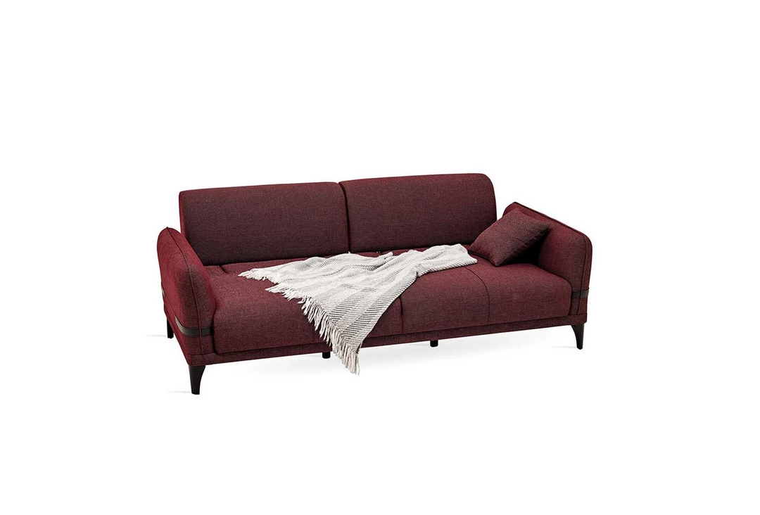 Linz 3-Seater Sofa Bed, Linen (Burgundy)