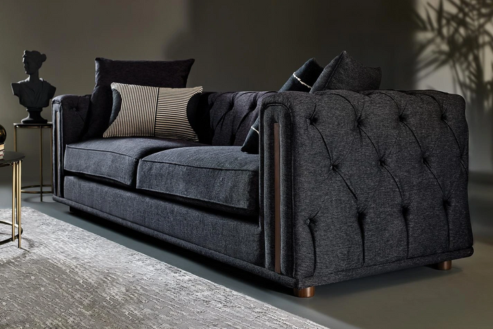 Sirona 3-Seater Sofa, Linen (Black)