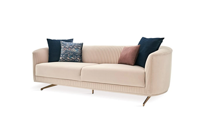 Vienna 3-Seater Sofa, Velvet (Ecru)