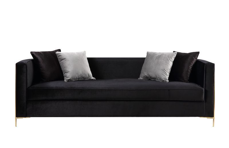 Fergal - Sofa - Black Velvet & Gold Finish