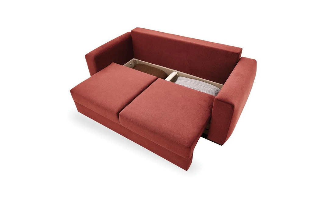 Carino 2-Seater Sofa Bed with Storage, Velvet (Burgundy)