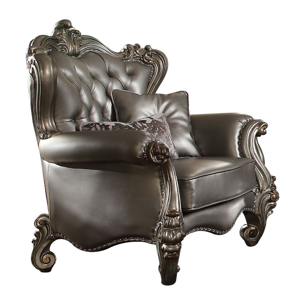 Versailles - Chair - Silver PU & Antique Platinum