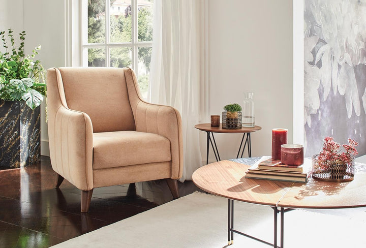 Light Brown Velvet Fabia Armchair