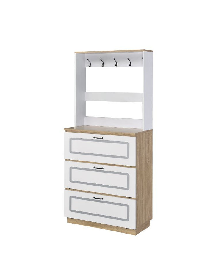 Hewett - Shoe Cabinet - Light Oak & White Finish