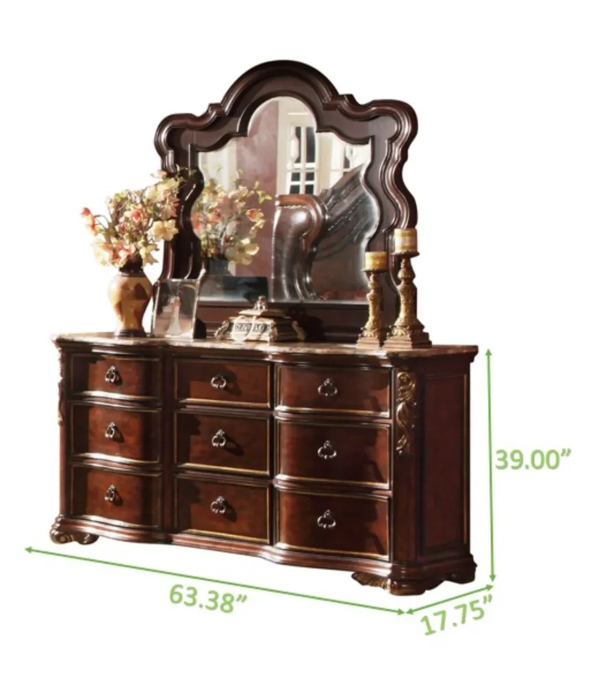 Bella Queen 4pc Bedroom Set in Dark Walnut