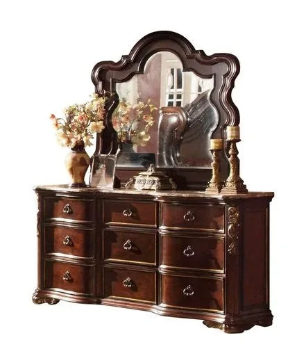 Bella Queen 4pc Bedroom Set in Dark Walnut