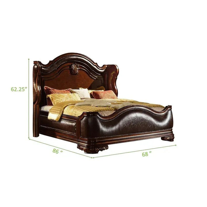 Bella Queen 4pc Bedroom Set in Dark Walnut