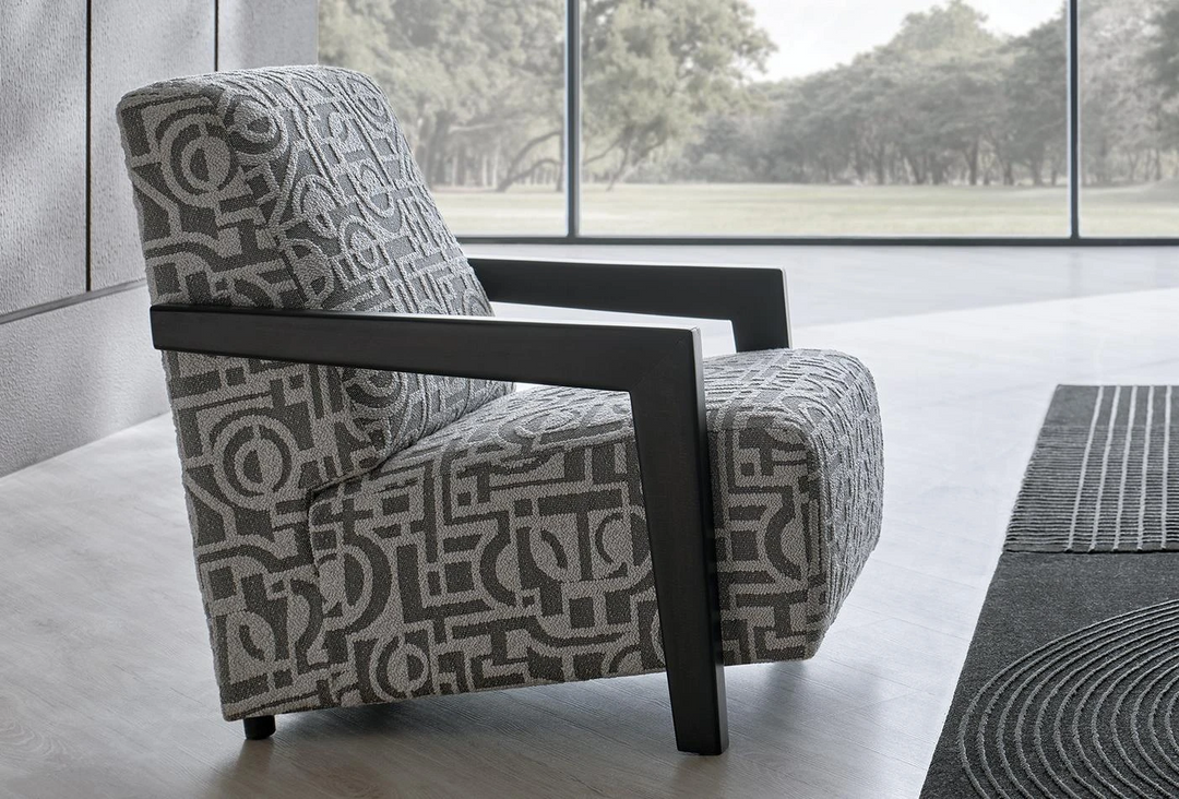 Light Grey Melbourne Armchair in Dark Oak