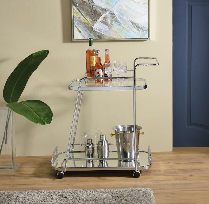 Aegis - Serving Cart - Clear Glass & Chrome Finish