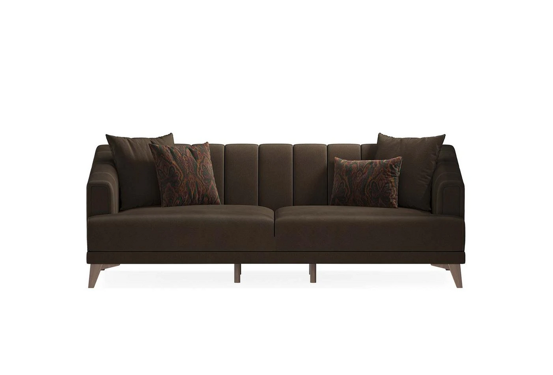 Dark Brown Velvet Sona 3-Seater Sofa Bed