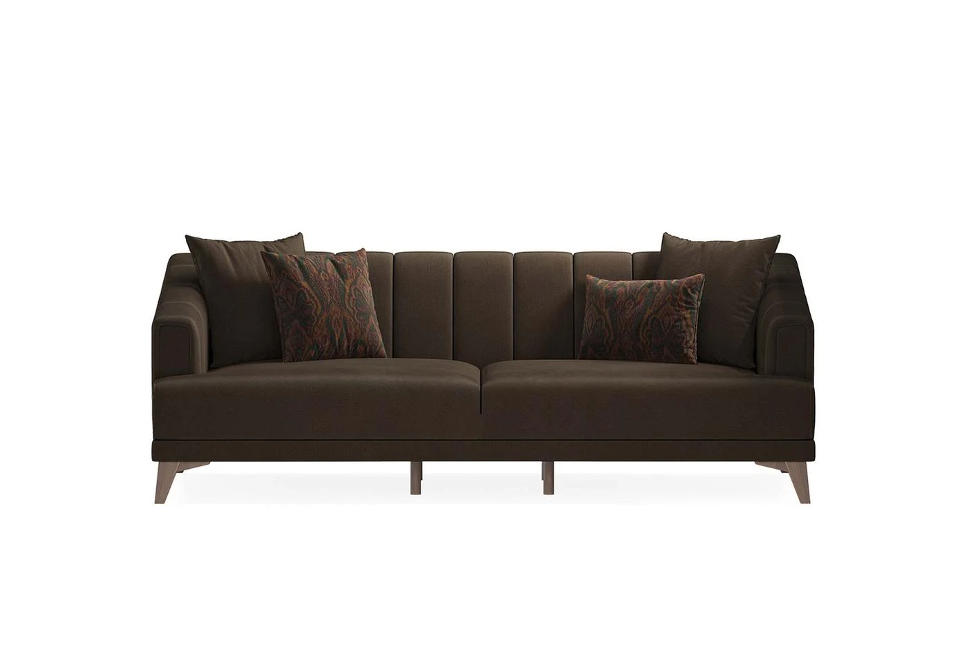 Dark Brown Velvet Sona 3-Seater Sofa Bed
