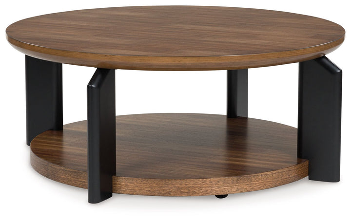 Kraeburn - Brown / Black - Round Cocktail Table