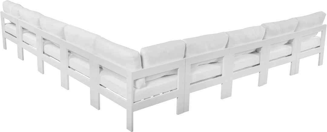 Nizuc - Outdoor Patio Modular Sectional 9 Piece - White - Metal